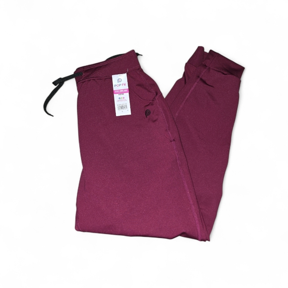 Womens POP Fit Maroon Jogger Style Leggings, Large, NWT!!!